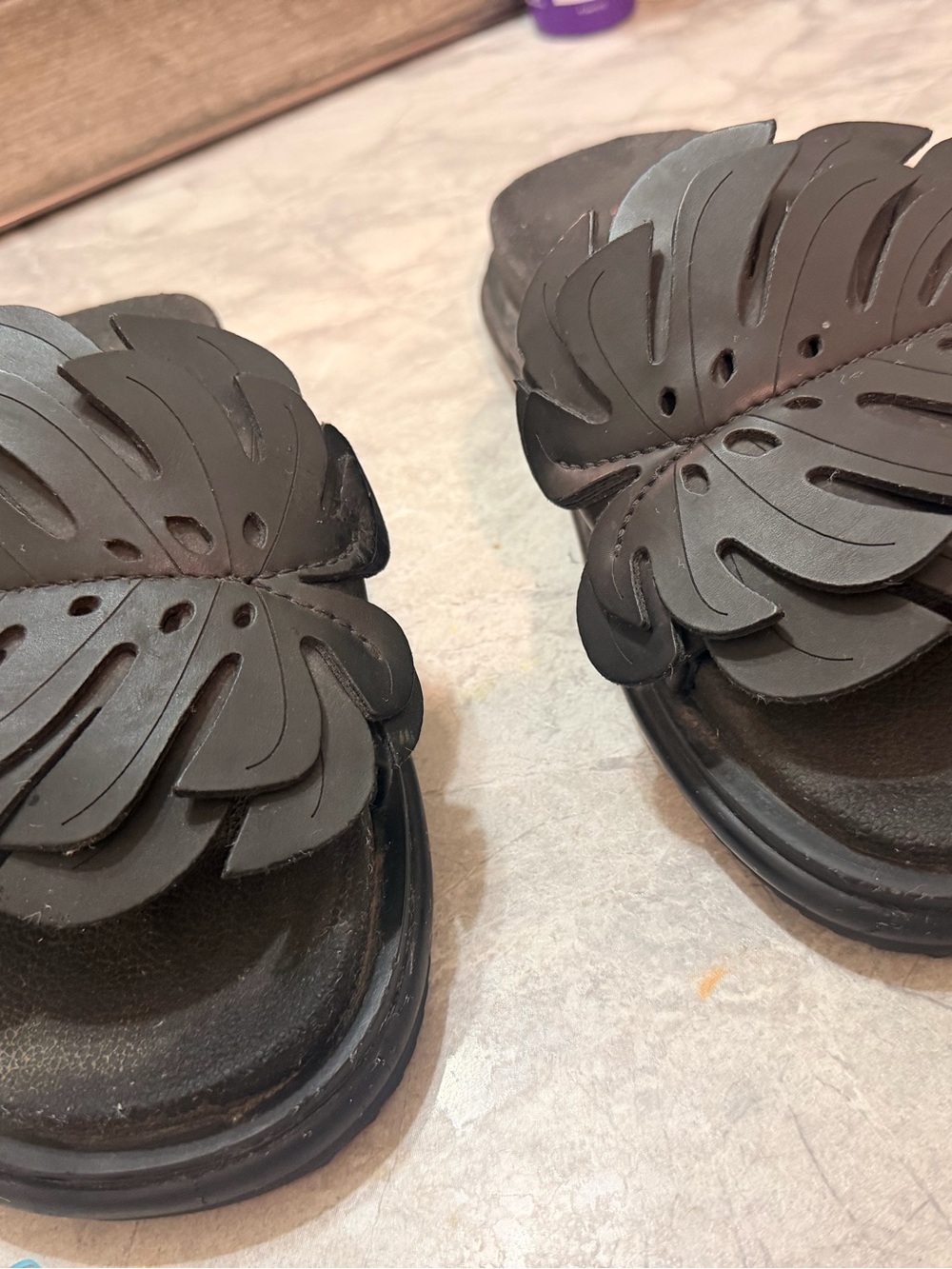 FARM Rio Black Floral Cutout Slide Sandals - Picture 3 of 8
